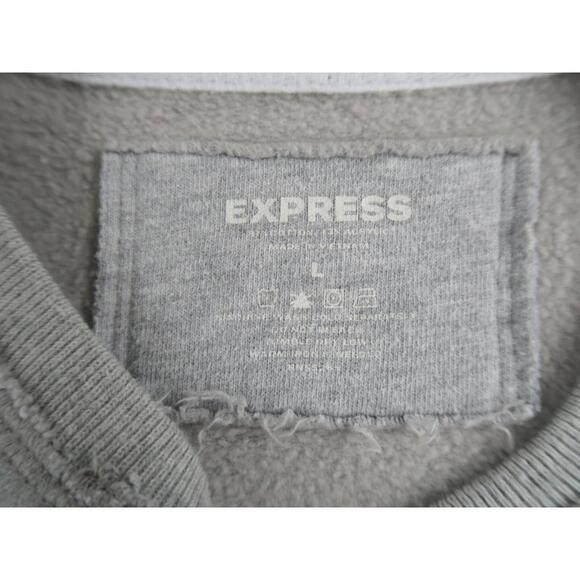 Express Men's Crew Neck Heather Gray Sweater Sweatshirt - L - Picture 3 of 5